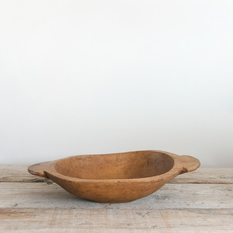 Antique Wooden Dough Bowl Large Rectangular