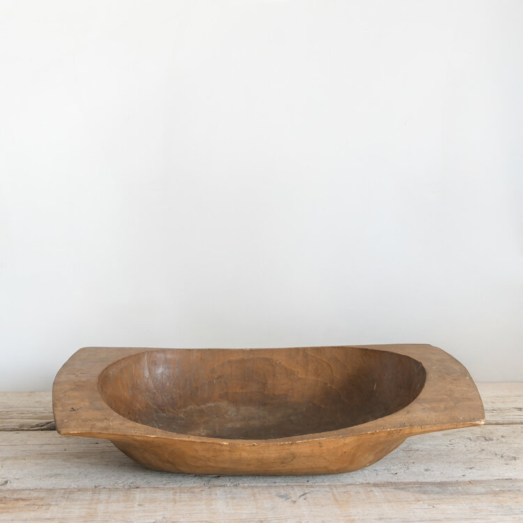 Antique Wooden Dough Bowl Large Rectangular