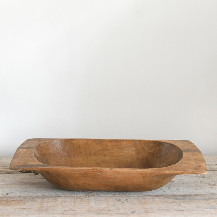 Antique Wooden Dough Bowl Large Rectangular