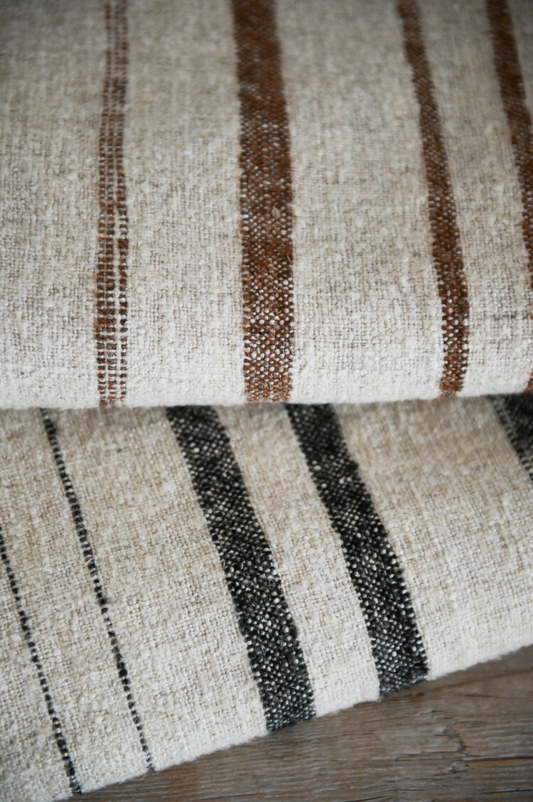 Nate Belgian Throw - Natural & Black Stripe
