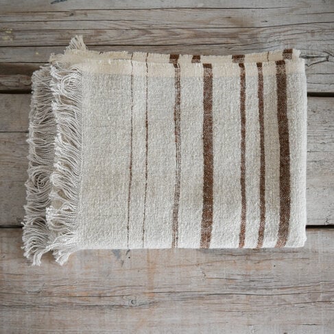 Nate Belgian Throw - Natural & Brown Stripe