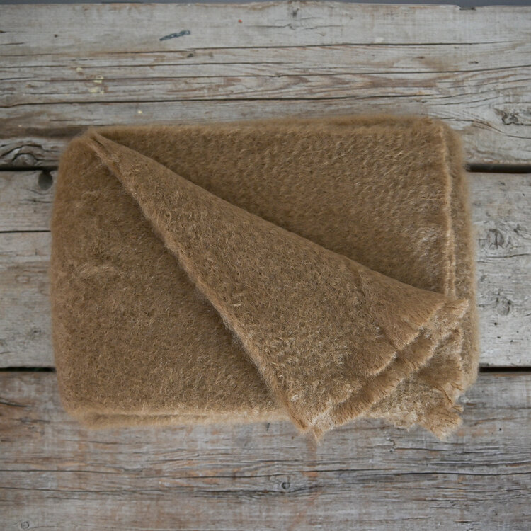 Mohair Throw Blanket in Dark Tan by Mantas Ezcaray