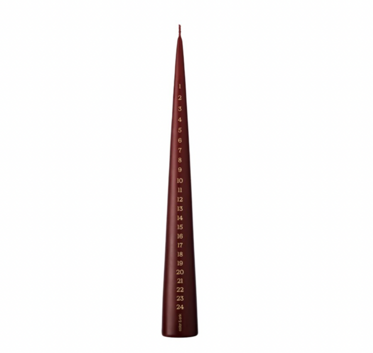 E&E Calendar Cone Candle, Deep Wine