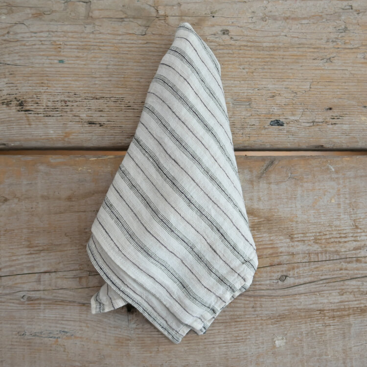 Linge Particulier Beige Pyjama White French Linen Napkins, set of 6