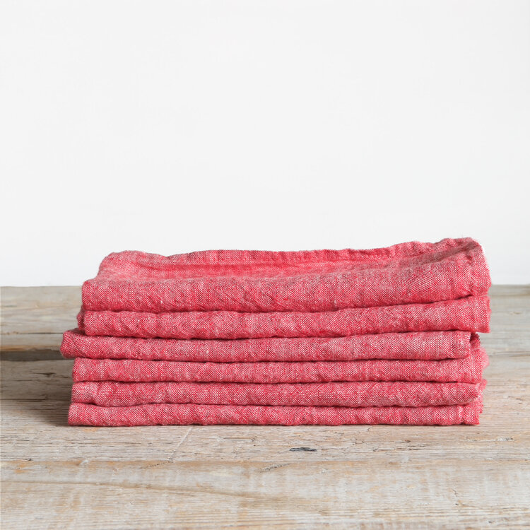 Linge Particulier Red Chine French Linen Napkins (x6)