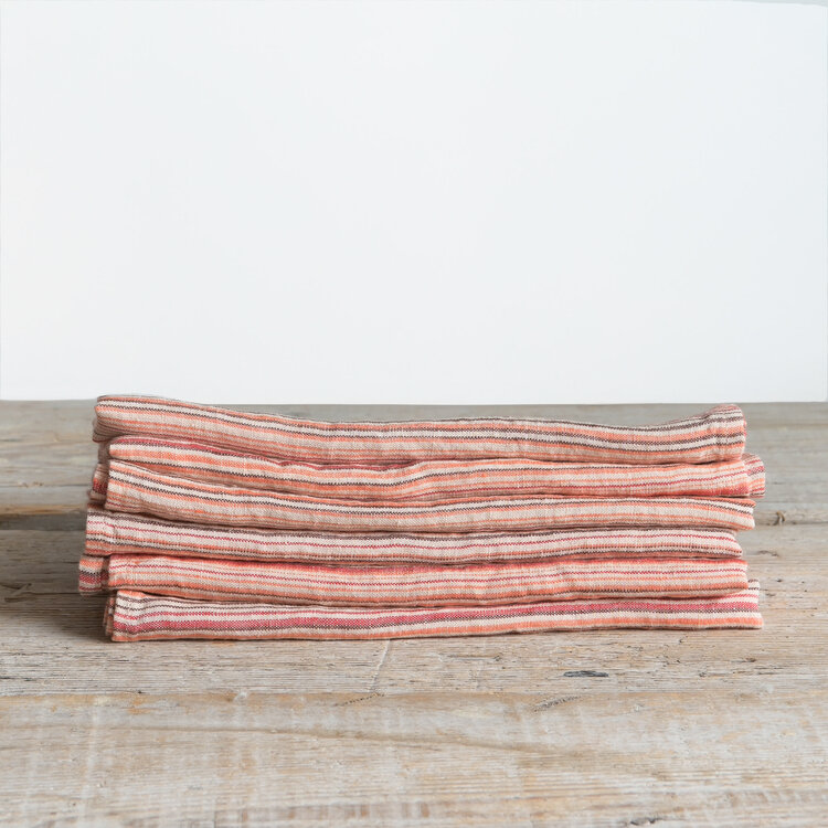 Linge Particulier French Linen Napkins - Multicoloured Sienna (set of 6)