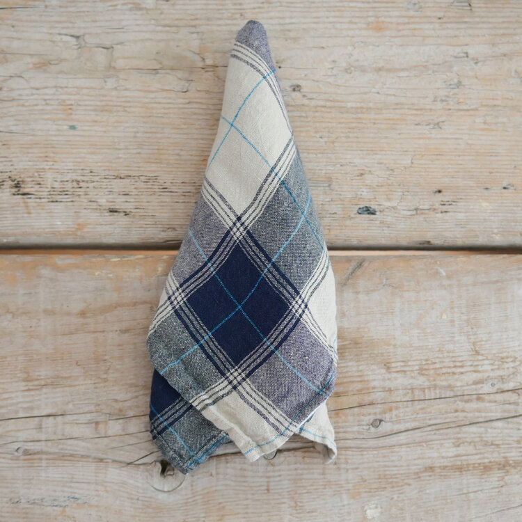 French Linen Napkins - Old School Checks (set of 6)