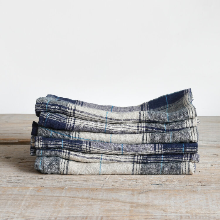 French Linen Napkins - Old School Checks (set of 6)