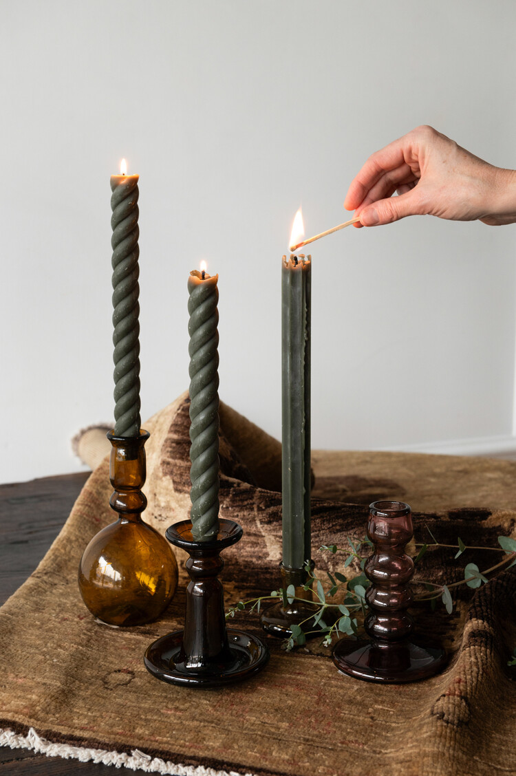 12" Fluted Church Taper Candles pair