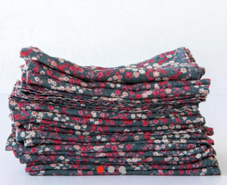 Linge Particulier Winter Flower French Linen Napkins (x6)