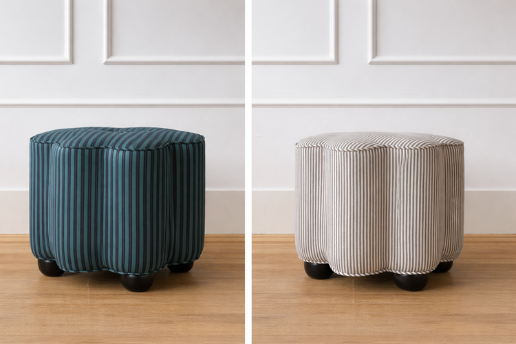 George Footstool in Oswin stripe