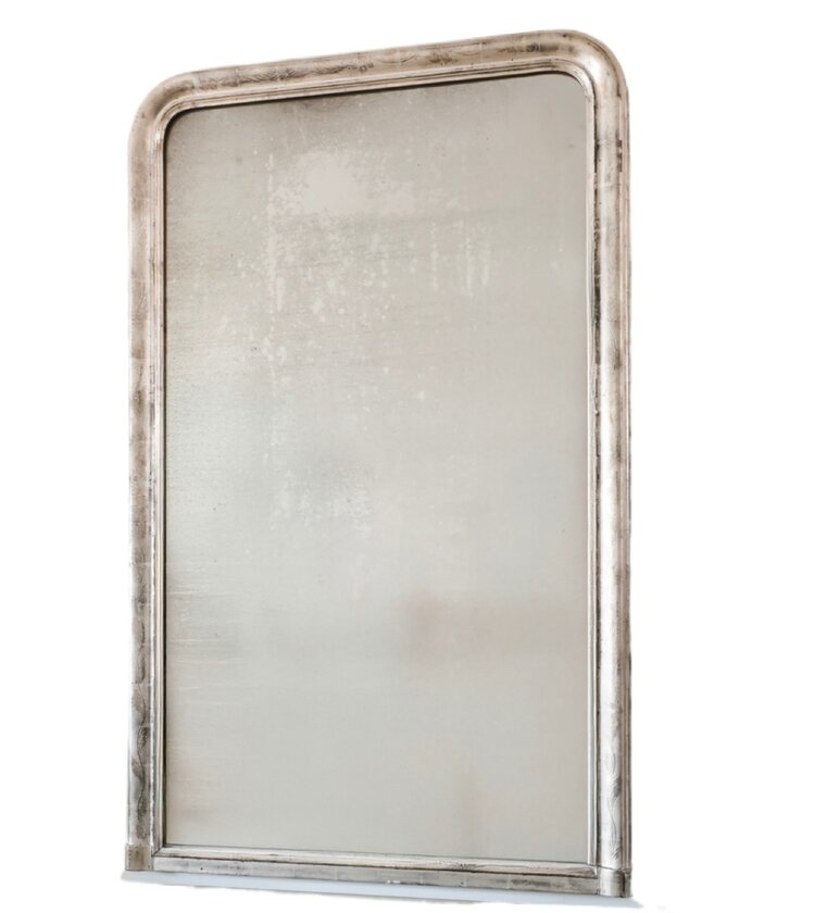 Antique Antique Louise Philippe Tall Silver Leaf Framed Mirror