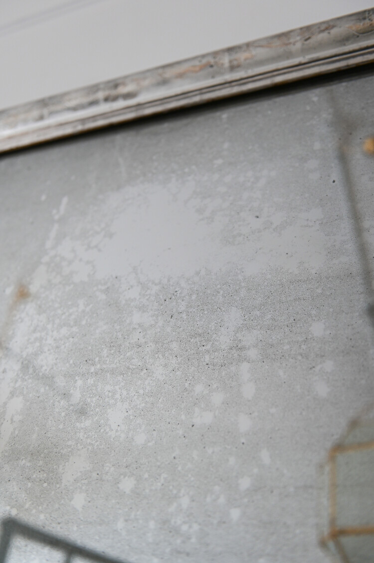 Antique Antique Louise Philippe Tall Silver Leaf Framed Mirror