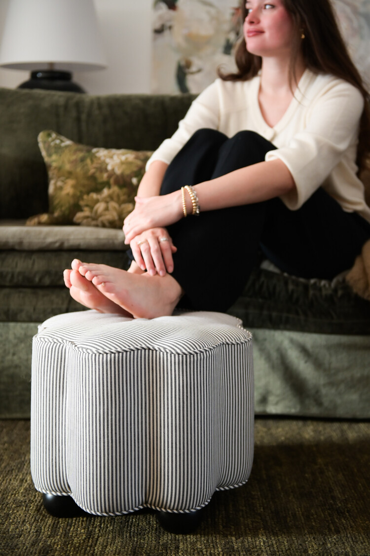 George Footstool in Oswin stripe