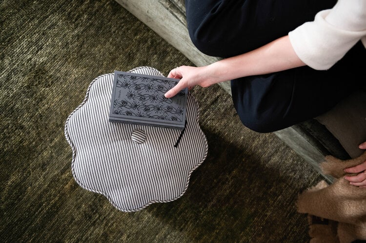George Footstool in Oswin stripe