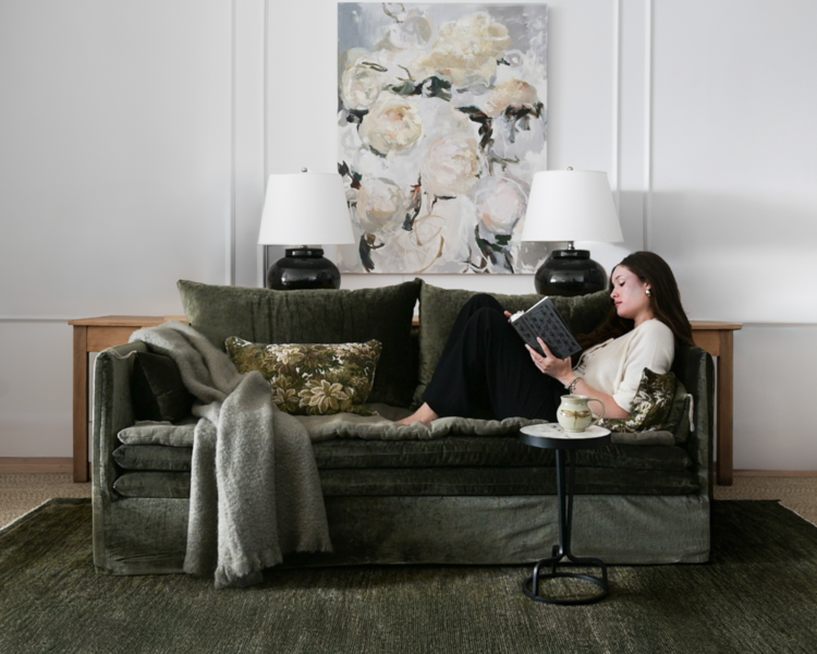 Mantas Ezcaray Mohair Throw Blanket in Olive