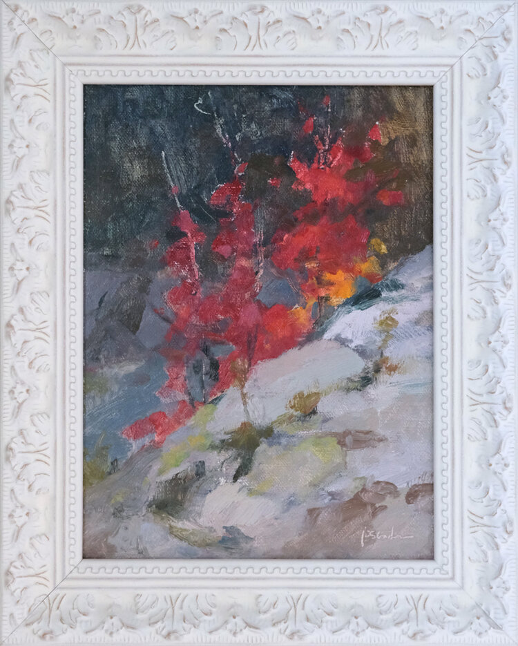 Bright Red Maples – Original Oil Landscape Painting