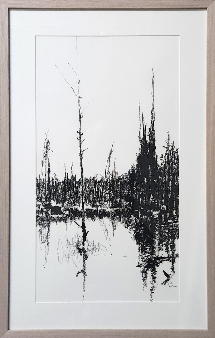 Maria Josenhans Tall & Thin Pastel Drawing, framed