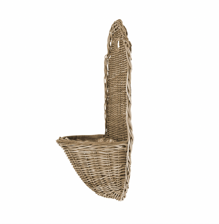 Grey Rattan Lavabo Wall Basket or Planter