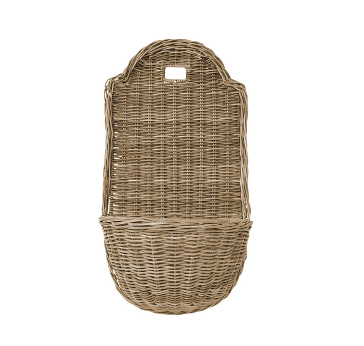 Grey Rattan Lavabo Wall Basket or Planter