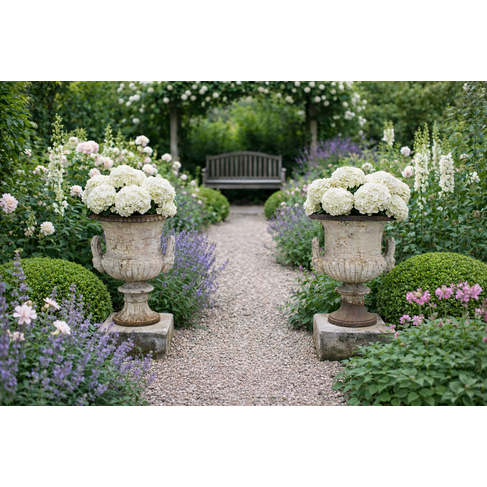 Pair of Antique Cast Iron Urns
