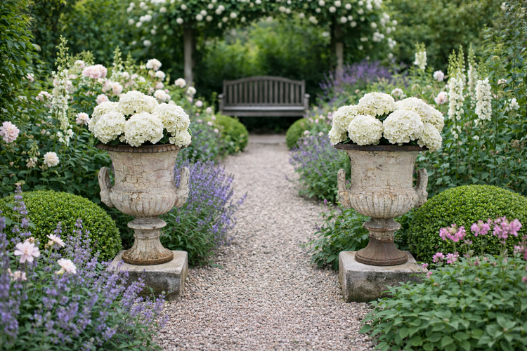 Pair of Antique Cast Iron Urns, English Victorian