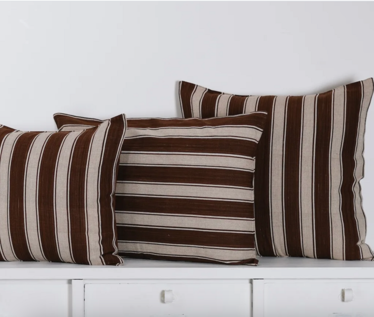 Brown & Ecru Stripe Cushion