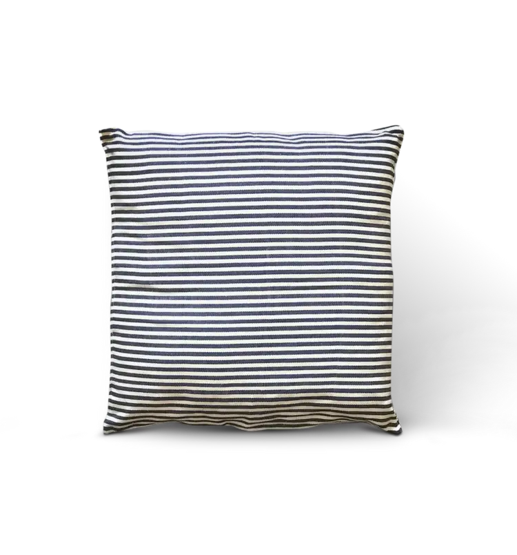 Navy Blue & Ecru Stripe Cushion