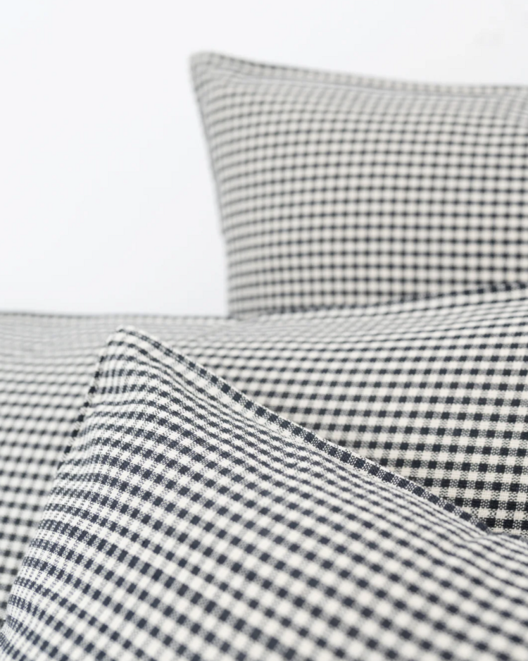 Black Cotton Gingham Cushion