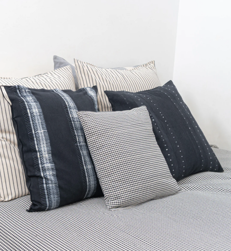 Black Cotton Gingham Cushion