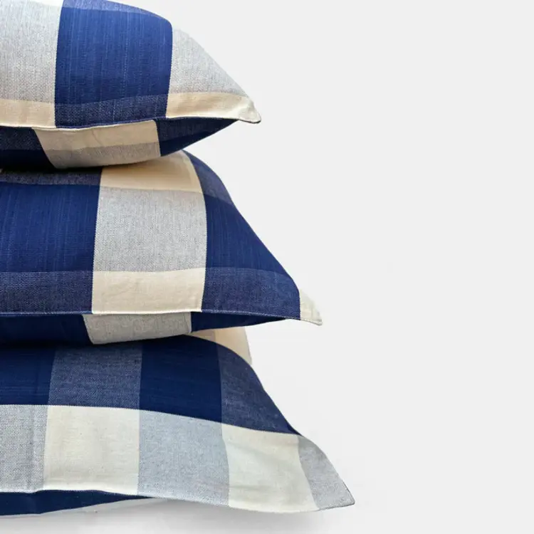 Large Blue & White Check Cushion