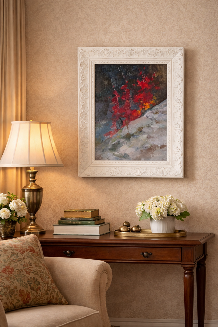 Maria Josenhans Bright Red Maples – Original Oil Landscape Painting