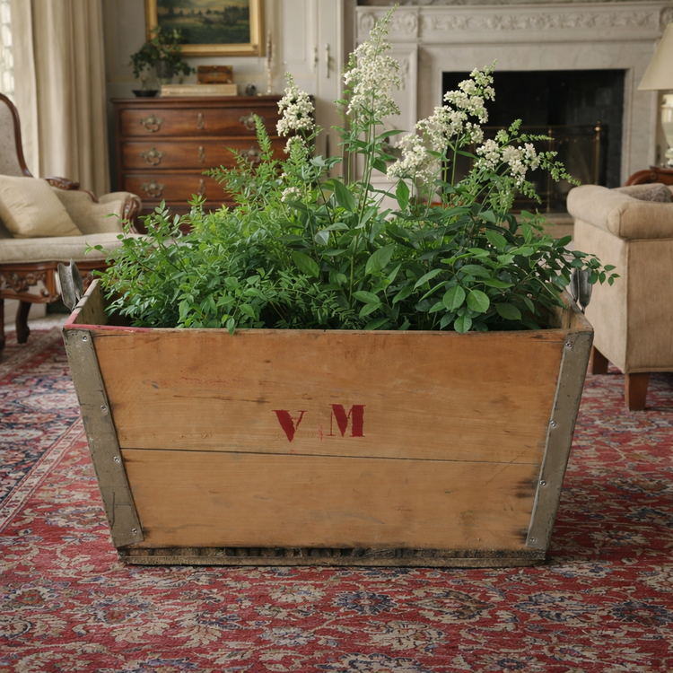 Vintage French Champagne Crate – 20th Century Wooden Crate Décor