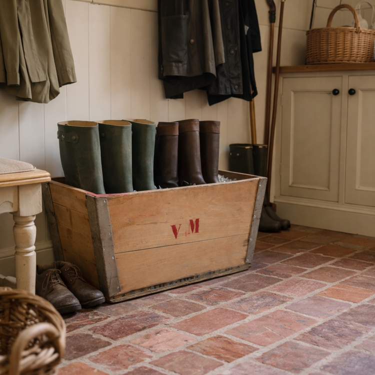 Vintage French Champagne Crate – 20th Century Wooden Crate Décor