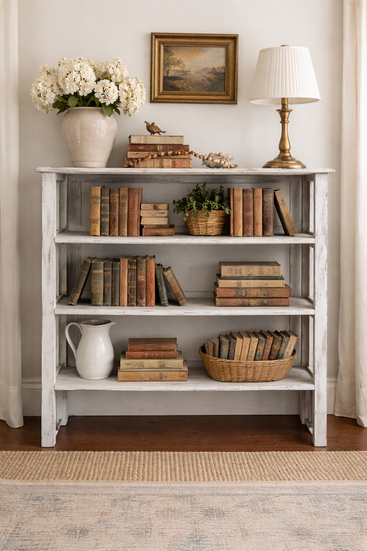 Vintage Painted Hungarian Bookcase Shelves (warehouse item)