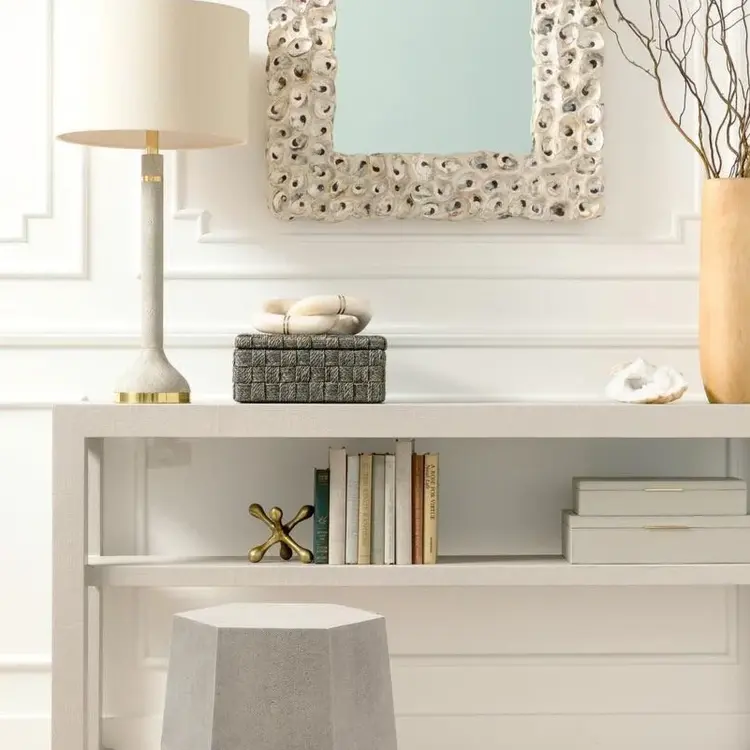 Pigeon & Poodle Lilou Box in Pewter Lattice Abaca