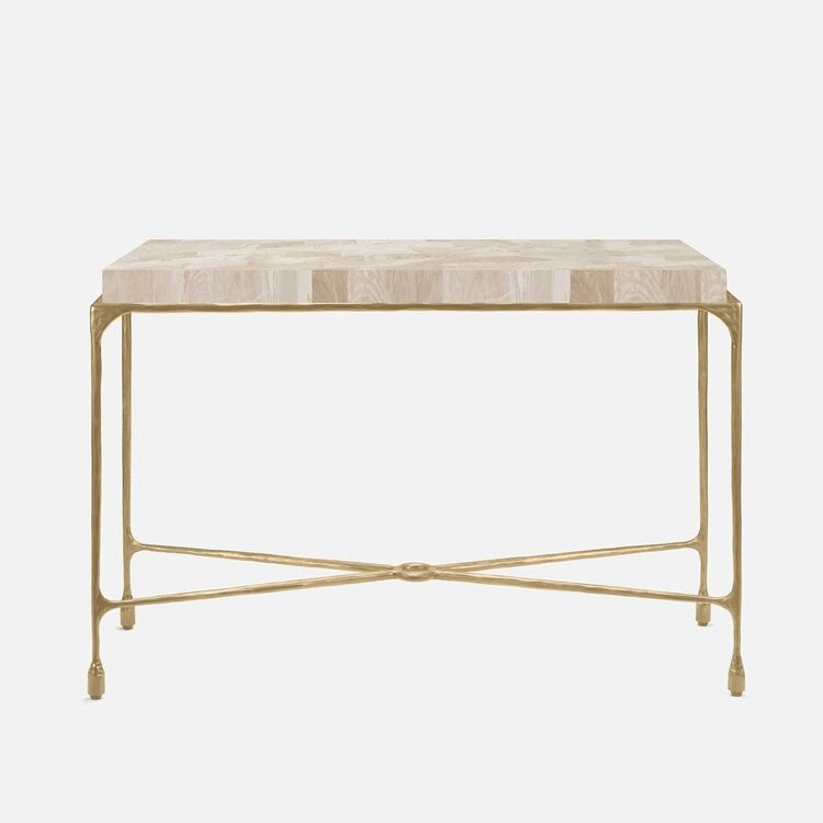 Owen Console Table – Luxury Fossilized Stone & Iron