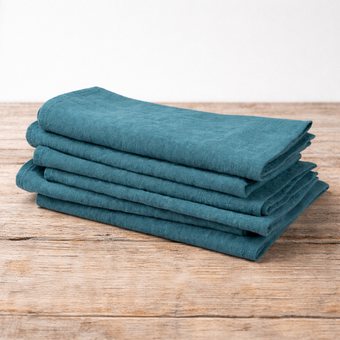 Linge Particulier French Linen Napkins - Ocean Blue (set of 6)