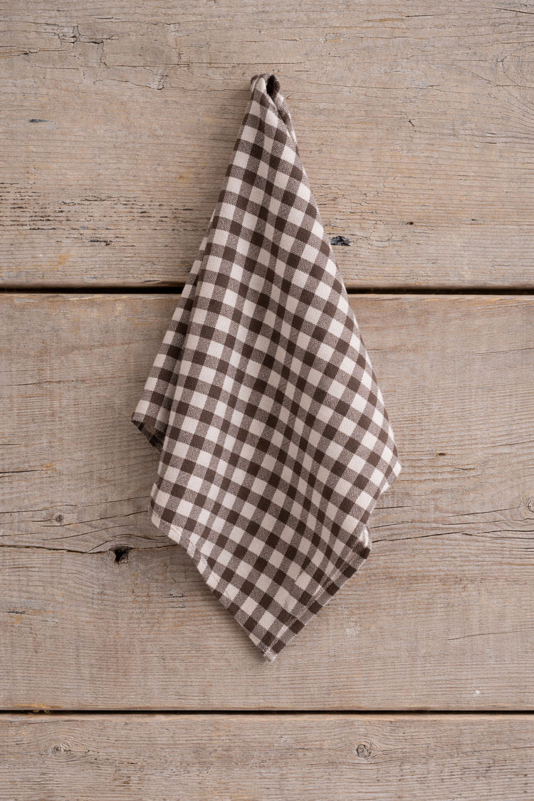 French Linen Napkins - Brown Gingham (set of 6)