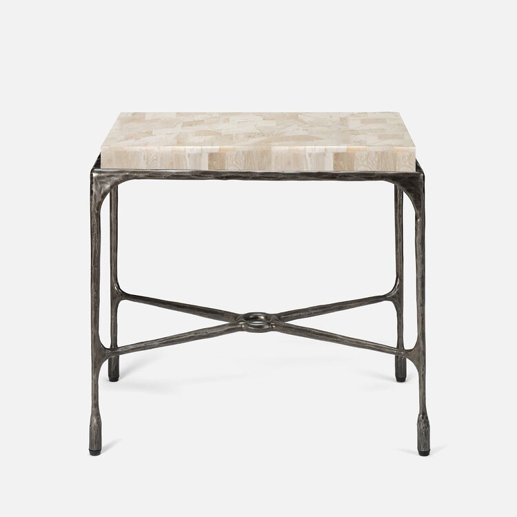 Owen Side Table – Luxury Stone & Iron