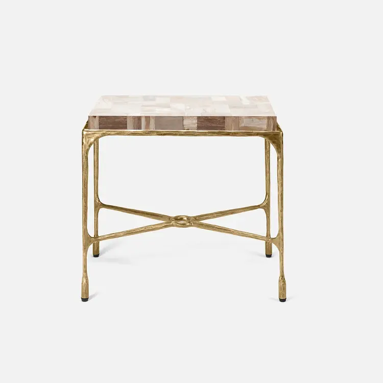 Owen Side Table – Luxury Stone & Iron