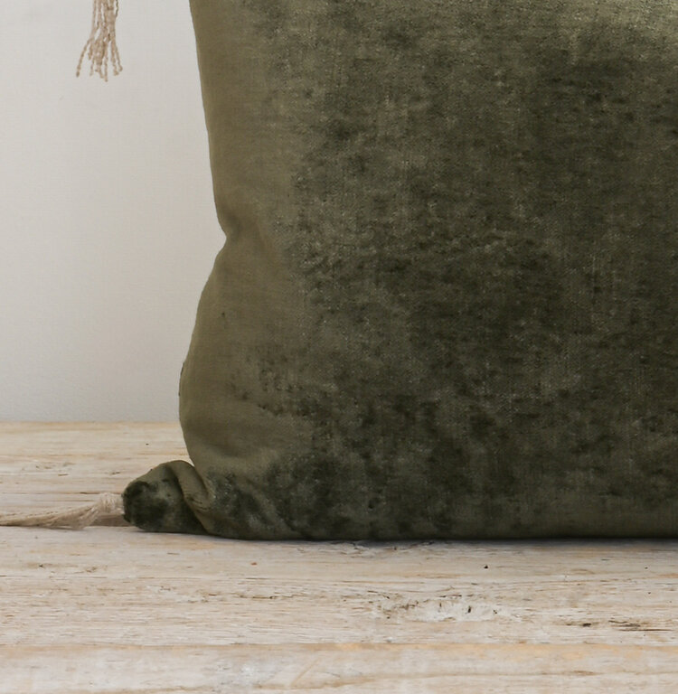 Tsar Velvet Cushion in Kaki (Khaki)