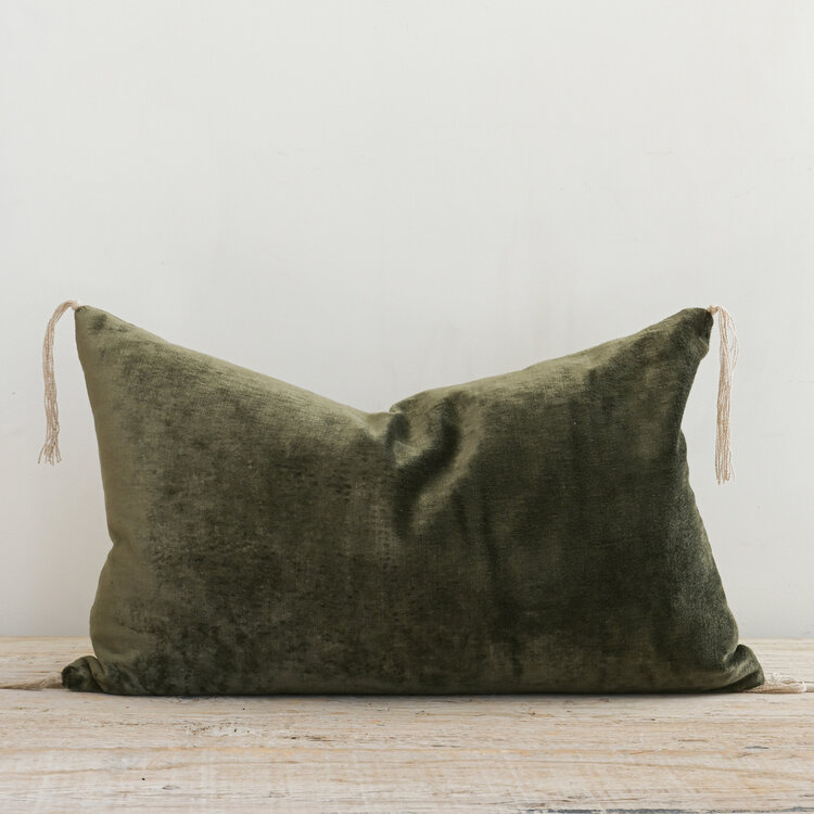 Tsar Velvet Cushion in Kaki (Khaki)