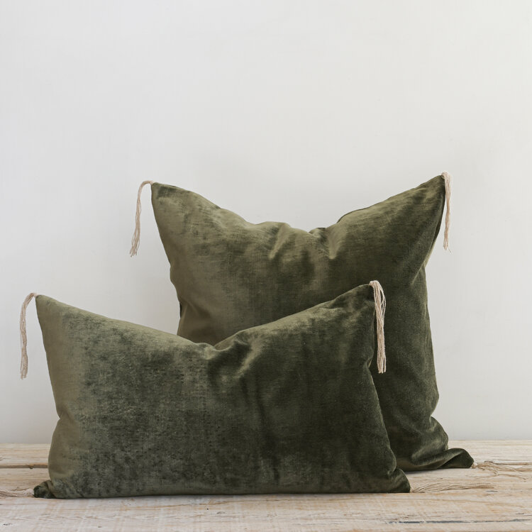 Bérengère Leroy Tsar Velvet Cushion in Kaki
