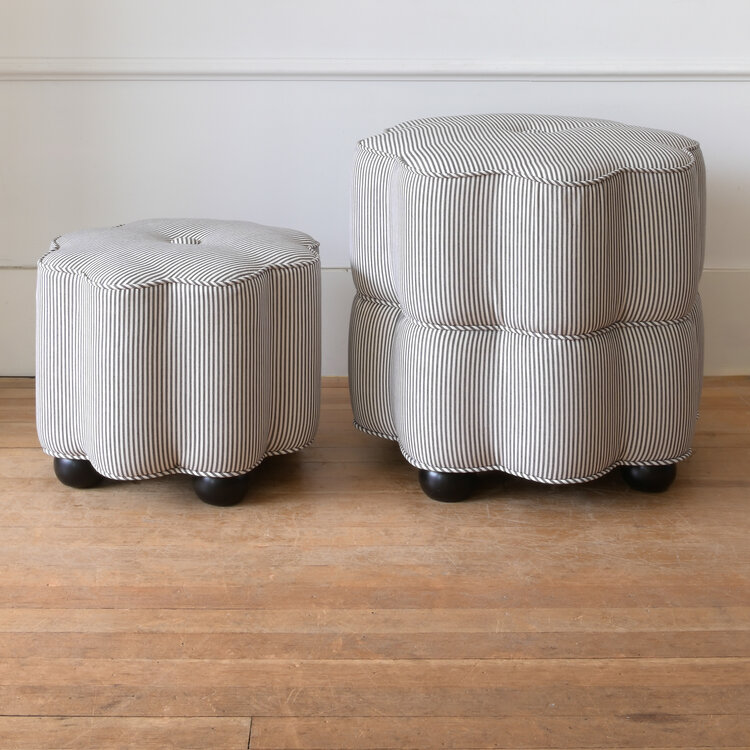 George Footstool in Oswin stripe