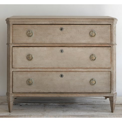 Warm grey Antique Gustavian Chest of Drawers (SOLD)