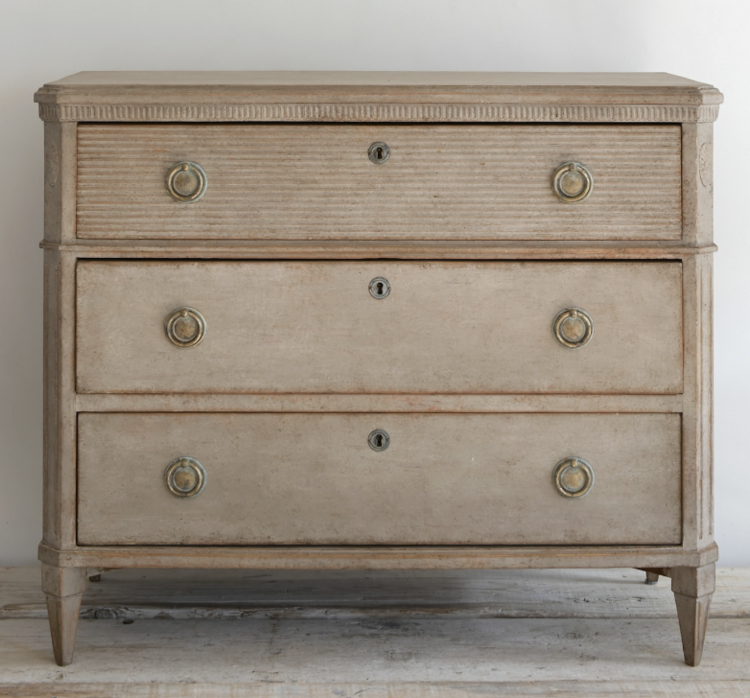 Warm grey Antique Gustavian Chest of Drawers (SOLD)