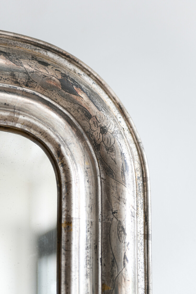 Small Silver Louis Philippe Antique Mirror 35" x 26"