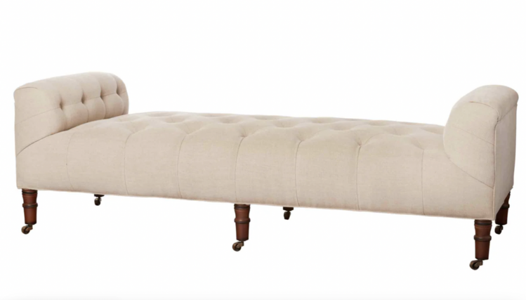 John Derian Upholstered Tufted Field Bench by John Derian