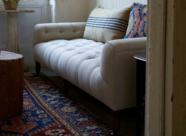 John Derian Upholstered Tufted Field Bench by John Derian